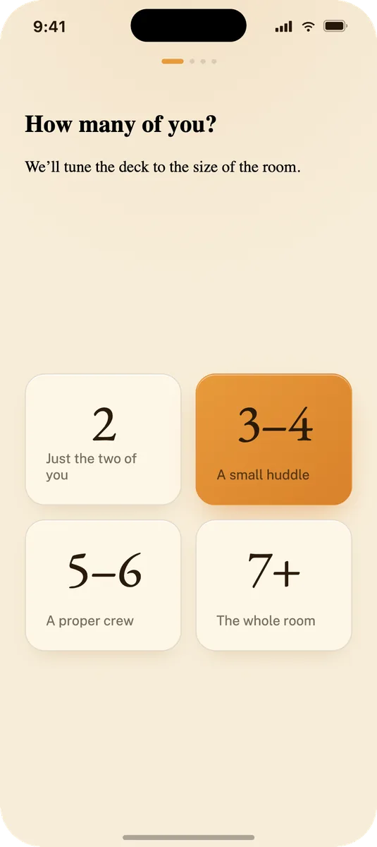 Choosing how many people are in the room